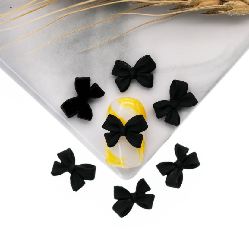 3D дизайн для ногтей бантик - черный, 5шт 3D дизайн для ногтей бантик - черный, 5шт