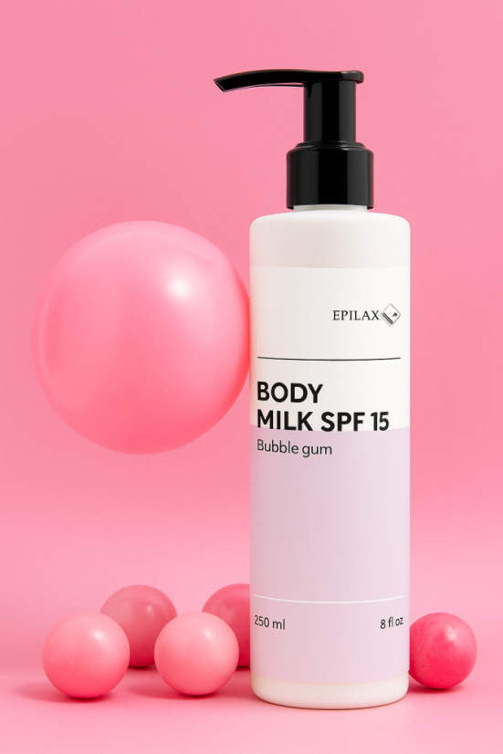 Epilax Silk Touch Tělové mléko po depilaci SPF 15 s panthenolem Bubble gum, 250 ml