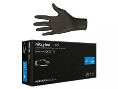 Mercator Nitrylex Black нитриловые перчатки без пудры M, 100 шт
