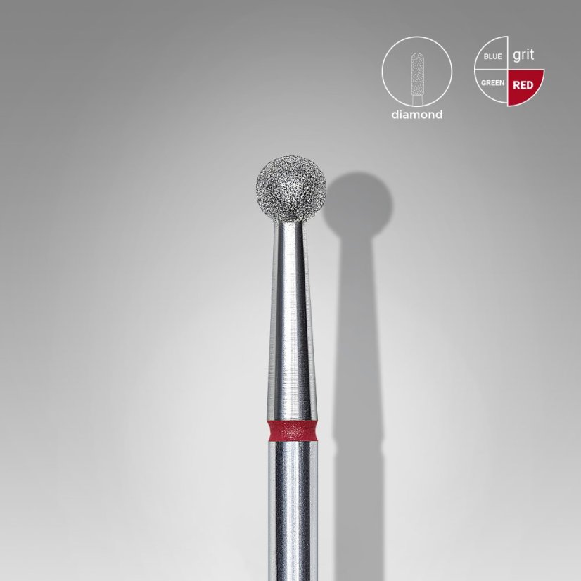 STALEKS Diamantová fréza "Kulička" - červená FA01R035, 3.5 mm