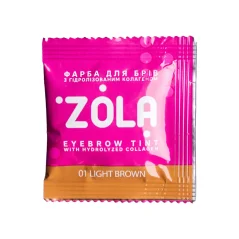 Zola Краска для бровей Eyebrow Tint 01 Light Brown с коллагеном и окислитель кремовый 3% Oxidant цвет светло-коричневый в саше 2x5 мл