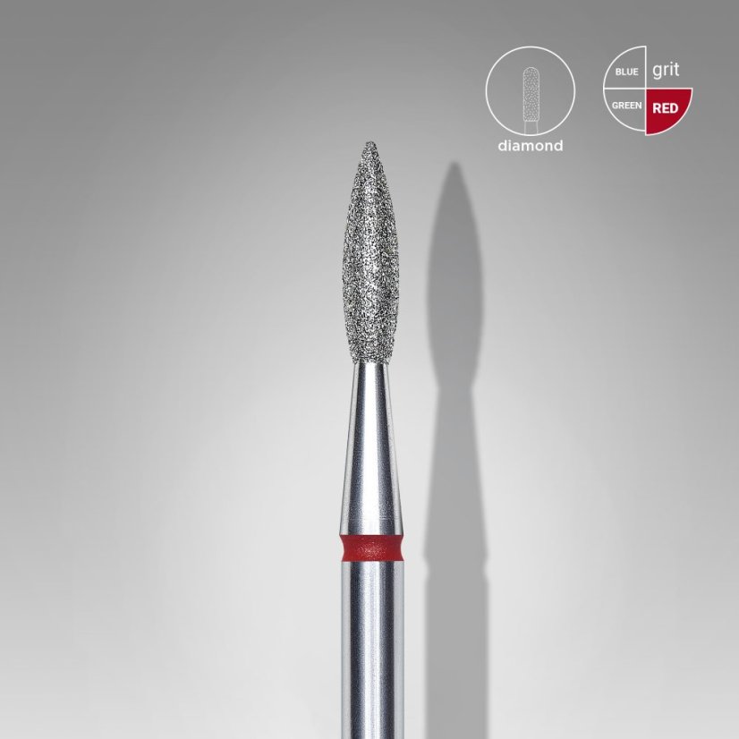 STALEKS Diamantová fréza "Plamínek" - červená FA11R021/8, 2,1 mm