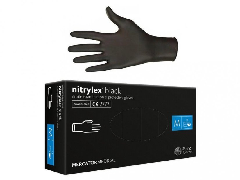 Mercator Nitrylex Black nepudrované nitrilové rukavice - M, 100 ks