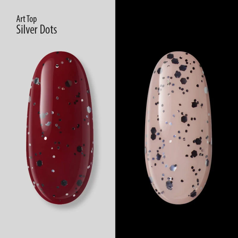 PNB UV/LED Art Top - Silver Dots No Wipe bez lepivé vrstvy, 8 ml
