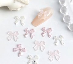 3D zdobení na nehty mašle - růžová průhledná, 5ks