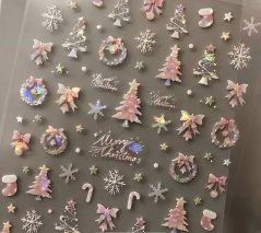 Vodní nálepky na nehty 3D Christmas YC3606