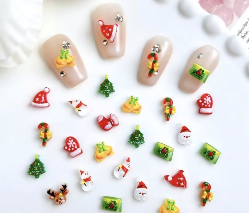 3D zdobení na nehty Xmas - mix, 5ks