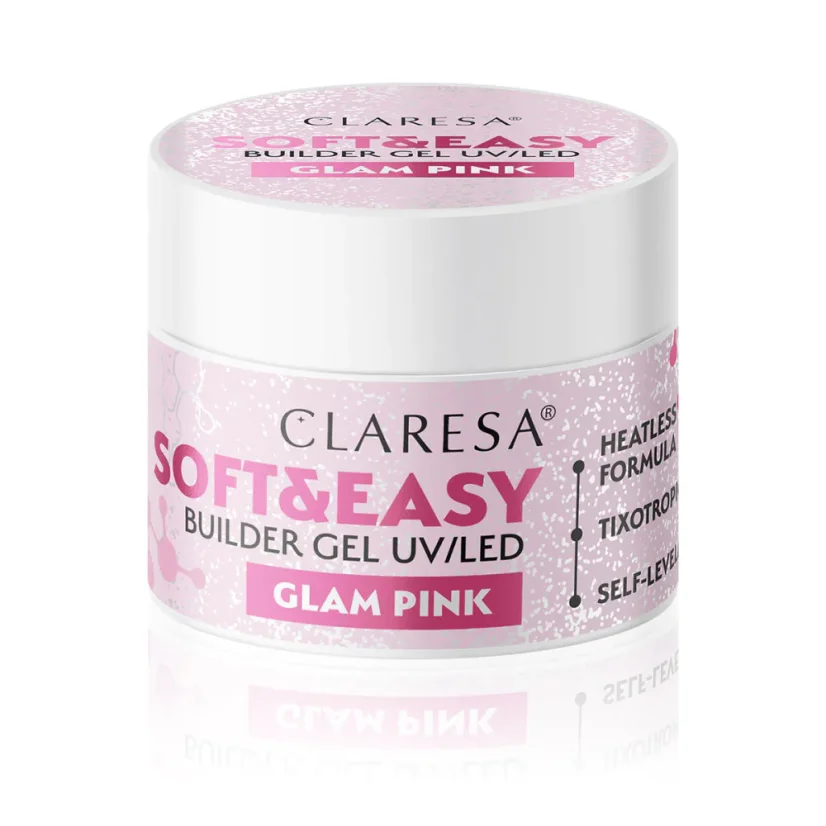 CLARESA Stavební gel na nehty Soft&Easy gel - Glam pink, 45g