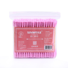 Stylové barevné vatové tyčinky Sinwuas, 100 ks, růžová