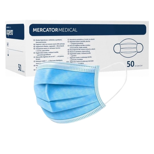 Mercator Medical OPERO chirurgická třívrstvá ústenka z netkané textili s gumičkou - modrá, 50 ks