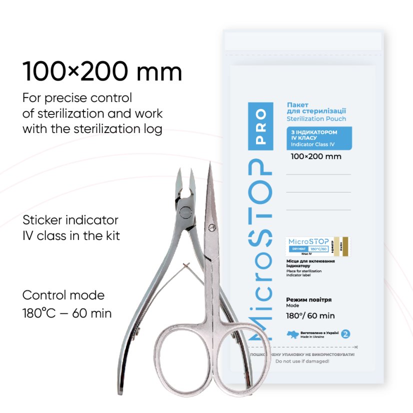 Microstop PRO kraftové sáčky pro sterilizaci s indikátorem - 100x200 mm, 100 ks