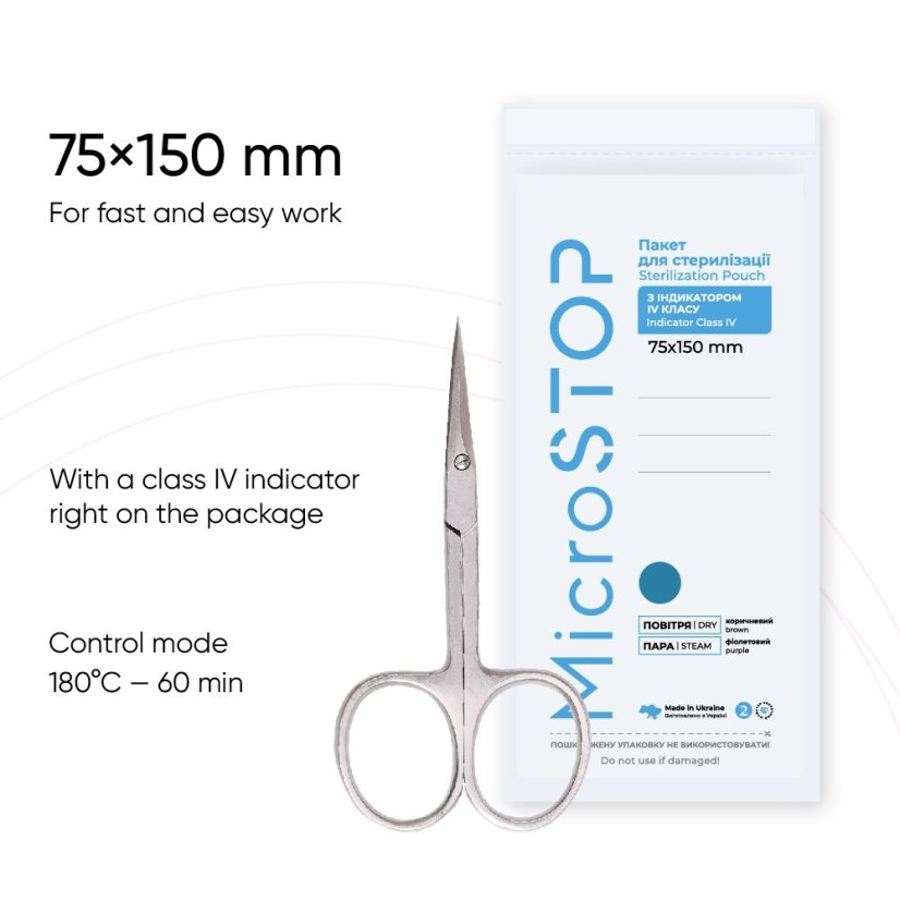Microstop kraftové sáčky pro sterilizaci s indikátorem - 75x150mm, 100 ks