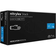 Mercator Nitrylex Black нитриловые перчатки без пудры M, 100 шт
