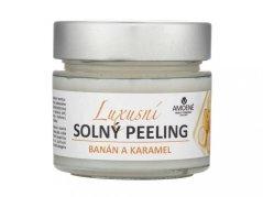 Luxusní solný peeling s vůní banán a karamel, 250ml ve skle