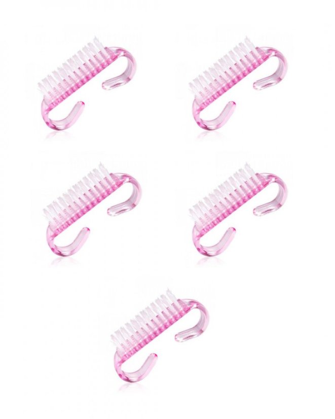 Мини-щеточка для удаления ногтевой пыли - розовая, 5 шт