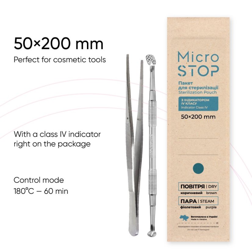 Microstop kraftové sáčky pro sterilizaci s indikátorem Eco Brown 50x200 mm, 100 ks