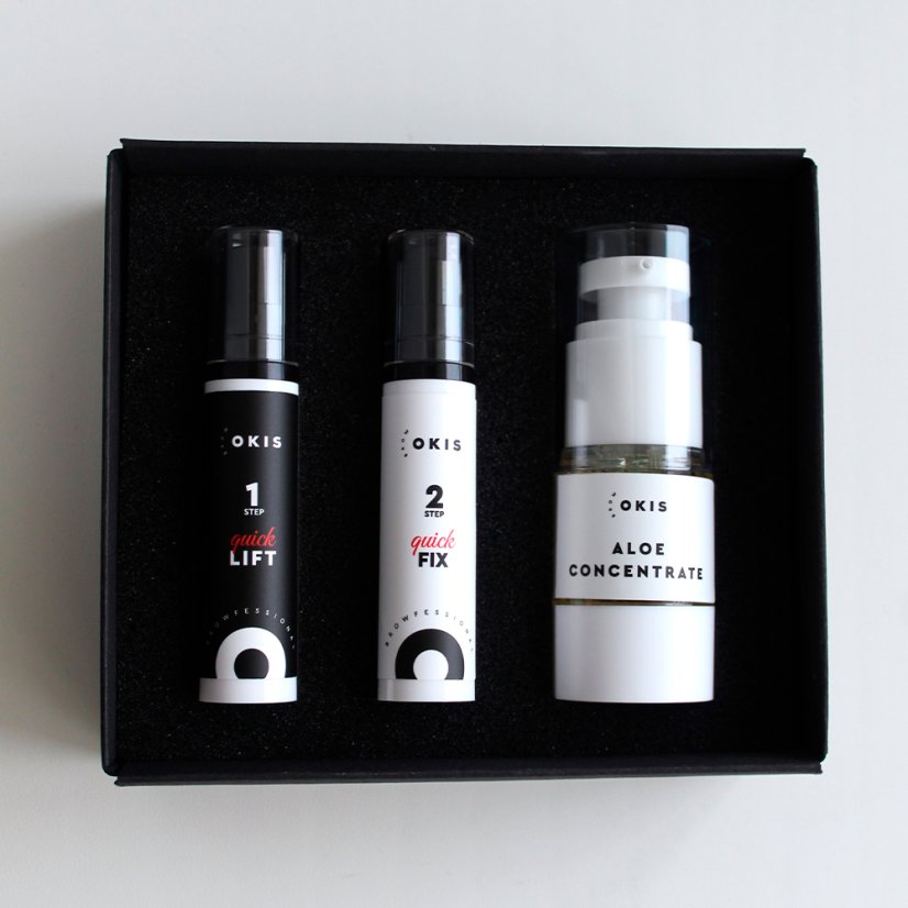 OKIS BROW QUICK LAMI SYSTEM sada pro laminaci  - 01 Quick Lift 10 ml, 02 Quick Fix 10 ml, Aloe Concentrate 15 ml