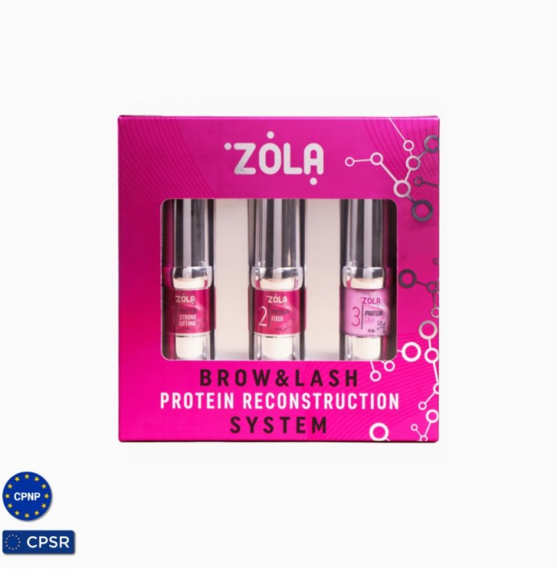 ZOLA Lash & Brow Protein Reconstruction System – sada na laminaci obočí a řas, 3 x 10 ml