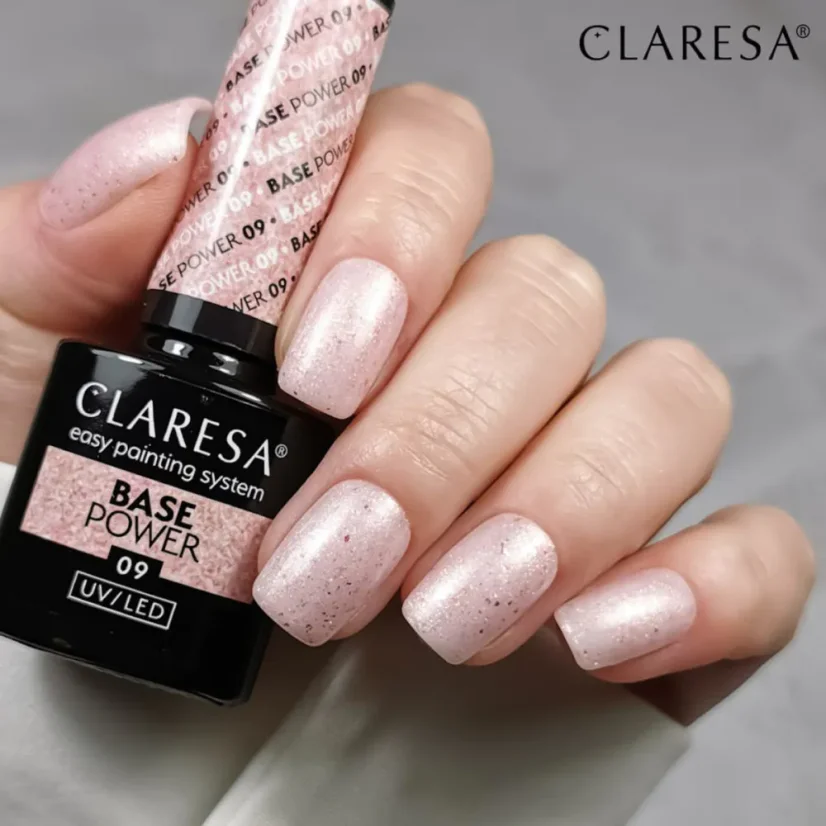CLARESA UV/LED Power Base 09 – kamuflážní báze (s třpytivými vločkami), 5 ml