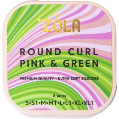 ZOLA Round Curl Pink & Green (S, S1, M, M1, L, L1, XL, XL1) — силиконовые валики для ламинирования ресниц, 8 пар