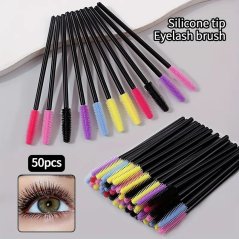 Jednorázové silikonové kartáčky na řasy - mix barev, 50 ks