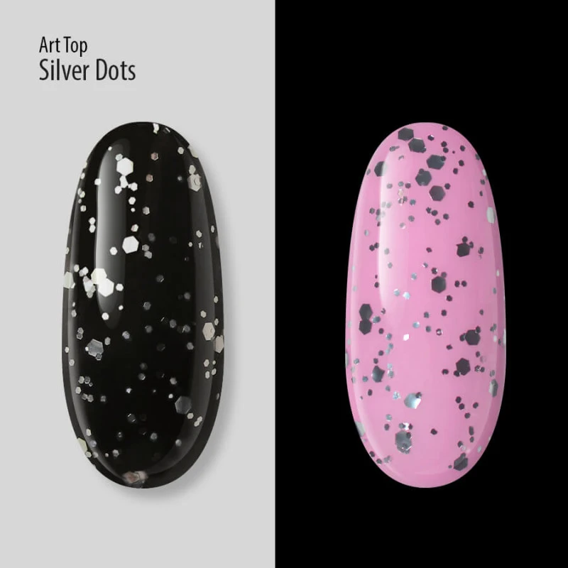 PNB UV/LED Art Top - Silver Dots No Wipe bez lepivé vrstvy, 8 ml
