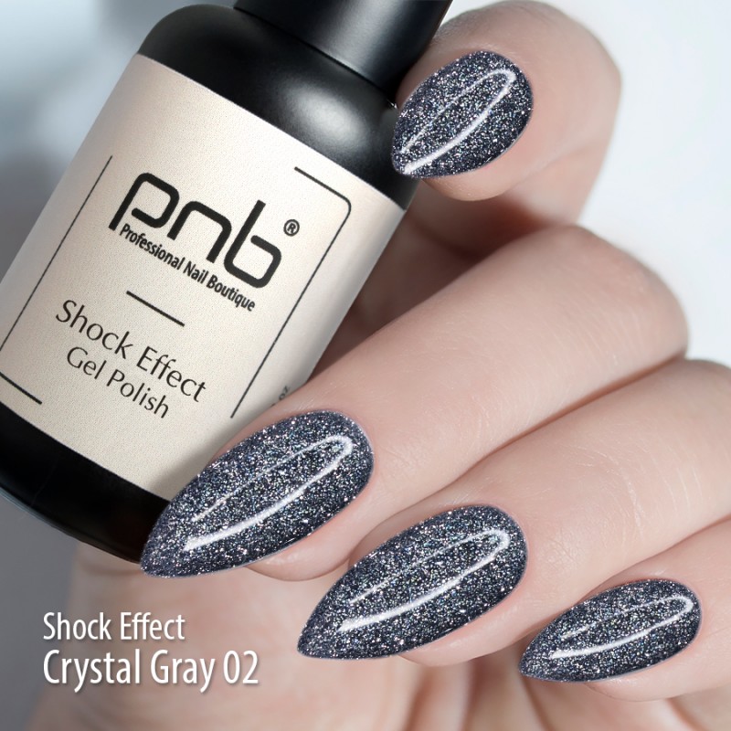 PNB SHOCK EFFECT Reflexní gel lak na nehty - 02 Crystal gray, 8ml