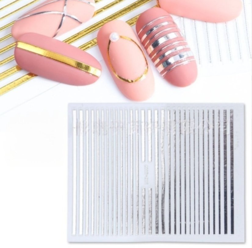 Гибкая лента для дизайна ногтей Full Beauty 3D STZ-G007 - серебро, 1шт