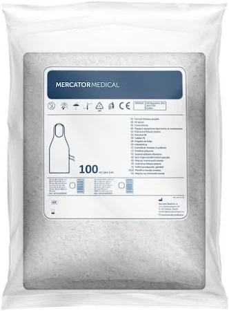 Mercator Medical fóliová zástěra bílá 130×80 cm, 100 ks