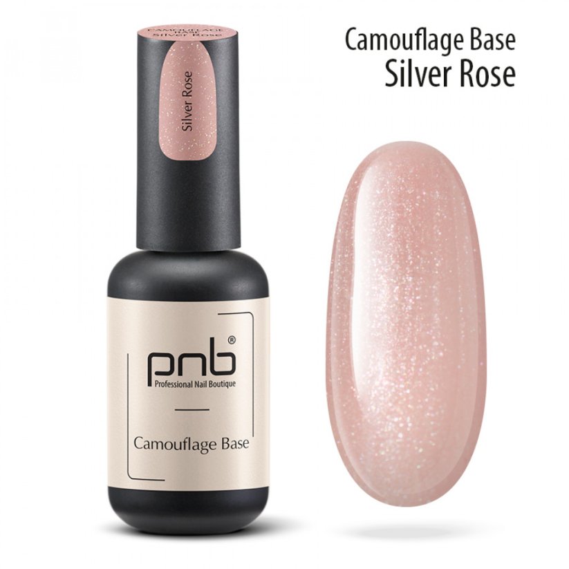 PNB Premium sada Kamuflaźní báze Cover Nude 8ml + Silver Rose 8 ml + Express Top Ultra Gloss 8 ml