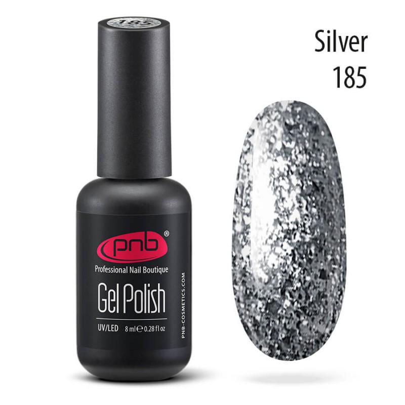 Гель лак PNB 185 Silver, 8 мл