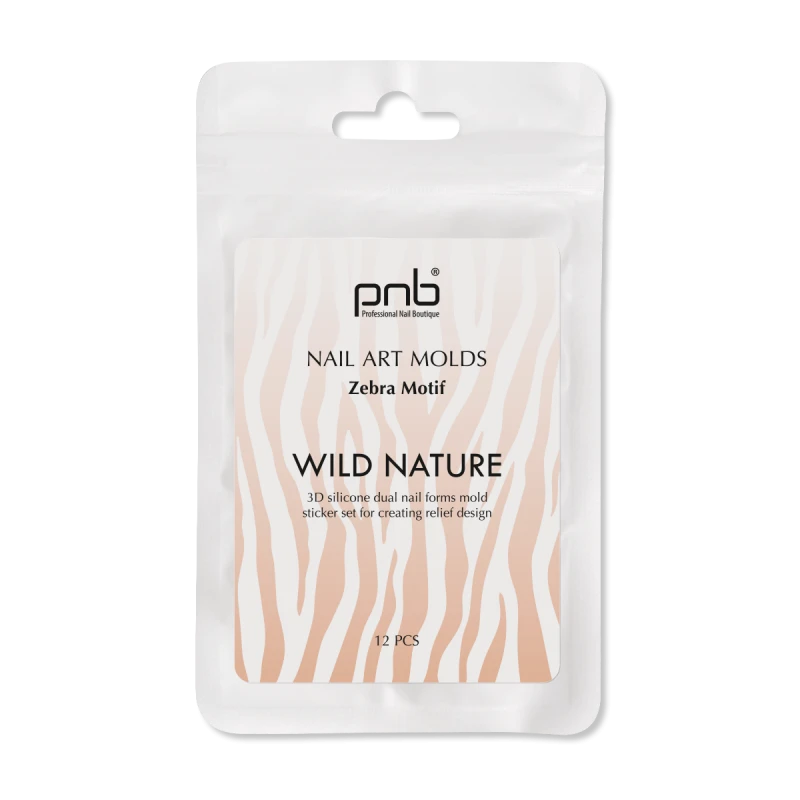 PNB Silikonové 3D formy Wild Nature Nail Art Molds - Zebra Motif, 12 ks