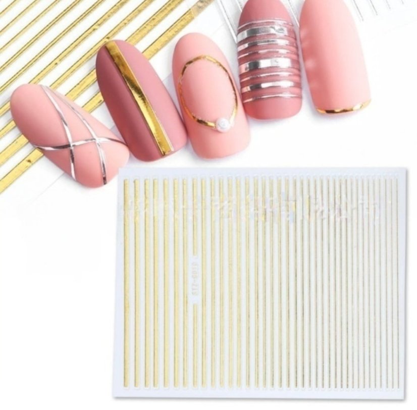 Flexibilní lepící páska na nehty Full Beauty 3D STZ-G010 - zlatá, 1ks