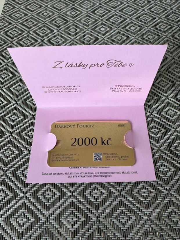 Dárkové poukazy 2000 Kč