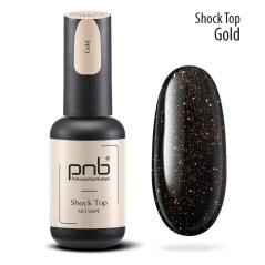 PNB UV/LED Shock Топ No Wipe без липкого слоя - Gold, 8 мл