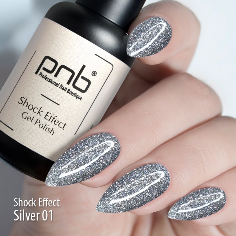 PNB Reflexní gel lak na nehty, 01 Silver, 8ml