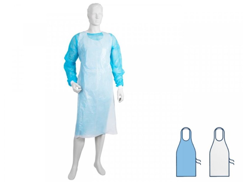 Mercator Medical fóliová zástěra bílá 130×80 cm, 100 ks