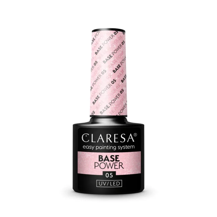CLARESA UV/LED Power Base 05 – kamuflážní báze s třpytivými částicemi, 5 ml