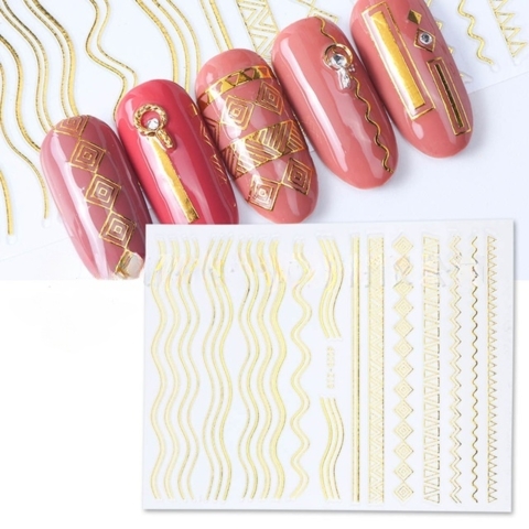 Гибкая лента для дизайна ногтей Full Beauty 3D STZ-G009 - золото, 1шт