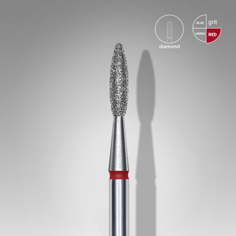 STALEKS Diamantová fréza "Plamínek" - červená FA10R021/8, 2,1 mm