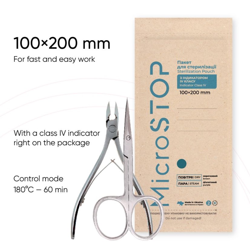 Microstop kraftové sáčky pro sterilizaci s indikátorem Eco Brown - 100x200 mm, 100 ks