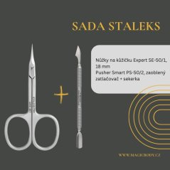 STALEKS Набор Ножницы для кутикулы SE-50/1, 18 mm + Пушер PS-50/2