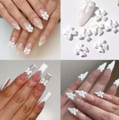 3D дизайн для ногтей бантик - белый, 5шт
