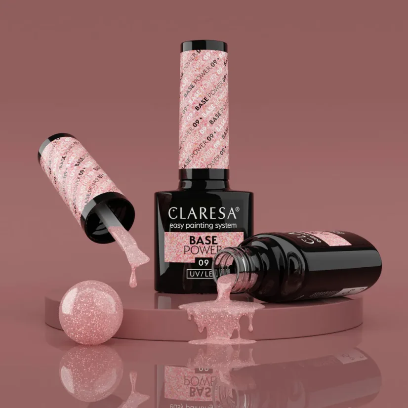 CLARESA UV/LED Power Base 09 – kamuflážní báze (s třpytivými vločkami), 5 ml