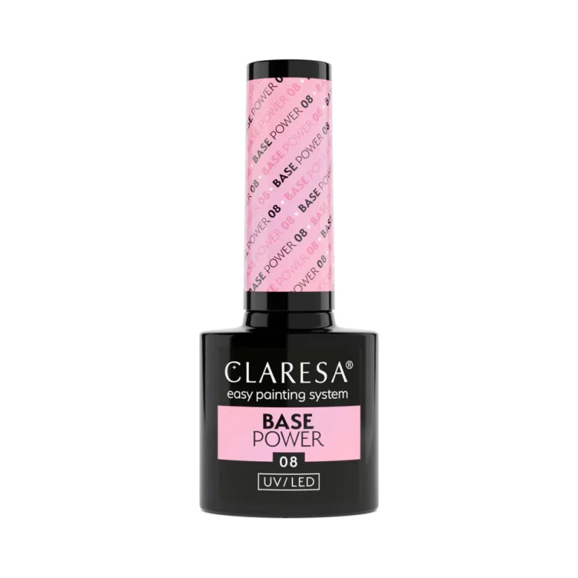 CLARESA UV/LED Power Base 08 — камуфлирующая база (с жемчужными частицами и эффектом lipglossnails), 5 мл