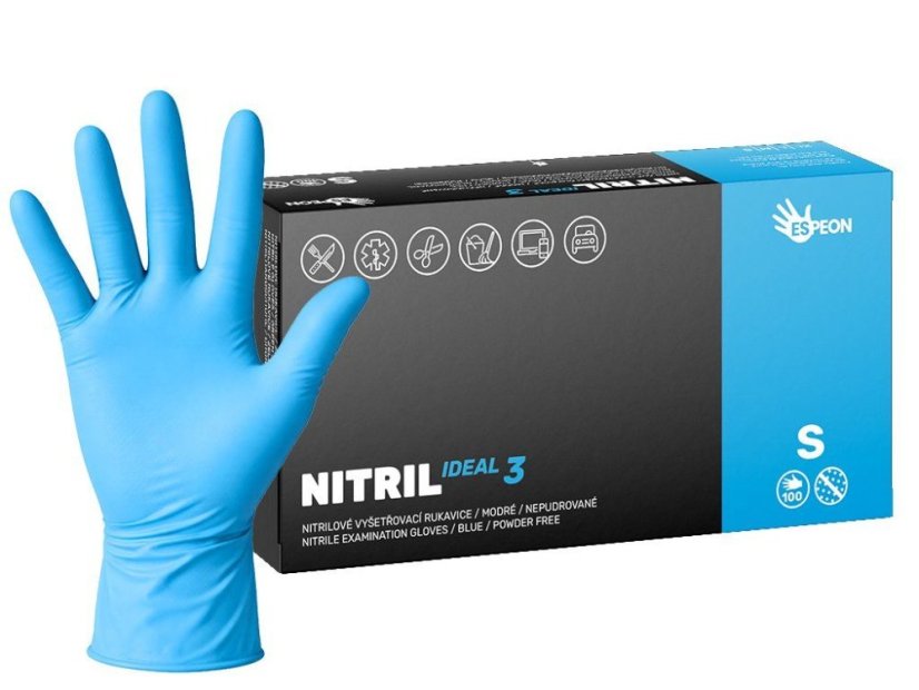 ESPEON NITRIL IDEAL3 нитриловые перчатки без пудры синие, 3.5 g - S, 100 шт