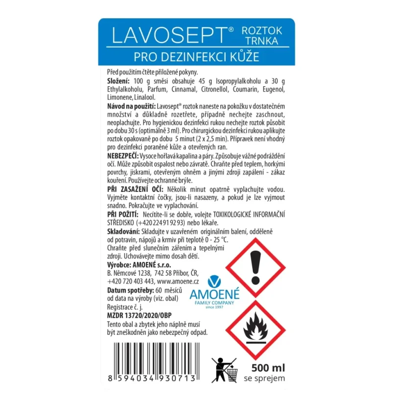 Lavosept® roztok - dezinfekce s vůni trnky, 500 ml (rozprašovač)