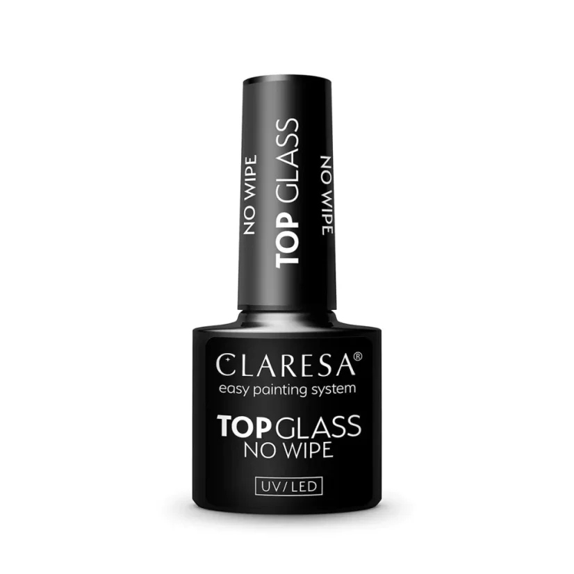 CLARESA UV/LED Top Glass No Wipe – top bez výpotku (s efektem mokrých nehtů), 5 ml