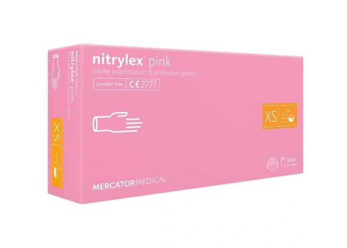 Mercator Nitrylex Pink nepudrované nitrilové rukavice - XS, 100 ks