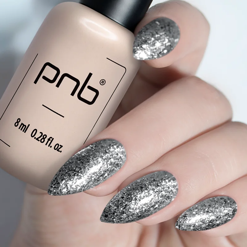 PNB Gel lak na nehty - 185 Silver, 8ml